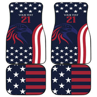 Custom USA car floor mats, American flag eagle design with “YOUR TEXT 21” text