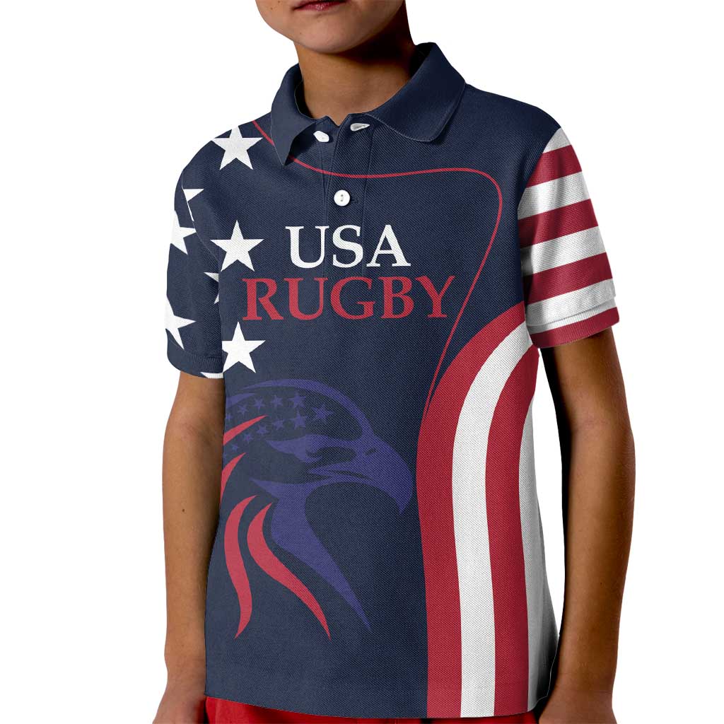 Custom USA Rugby Kid Polo Shirt The Eagles Summer Paris 2024 - Wonder Print Shop