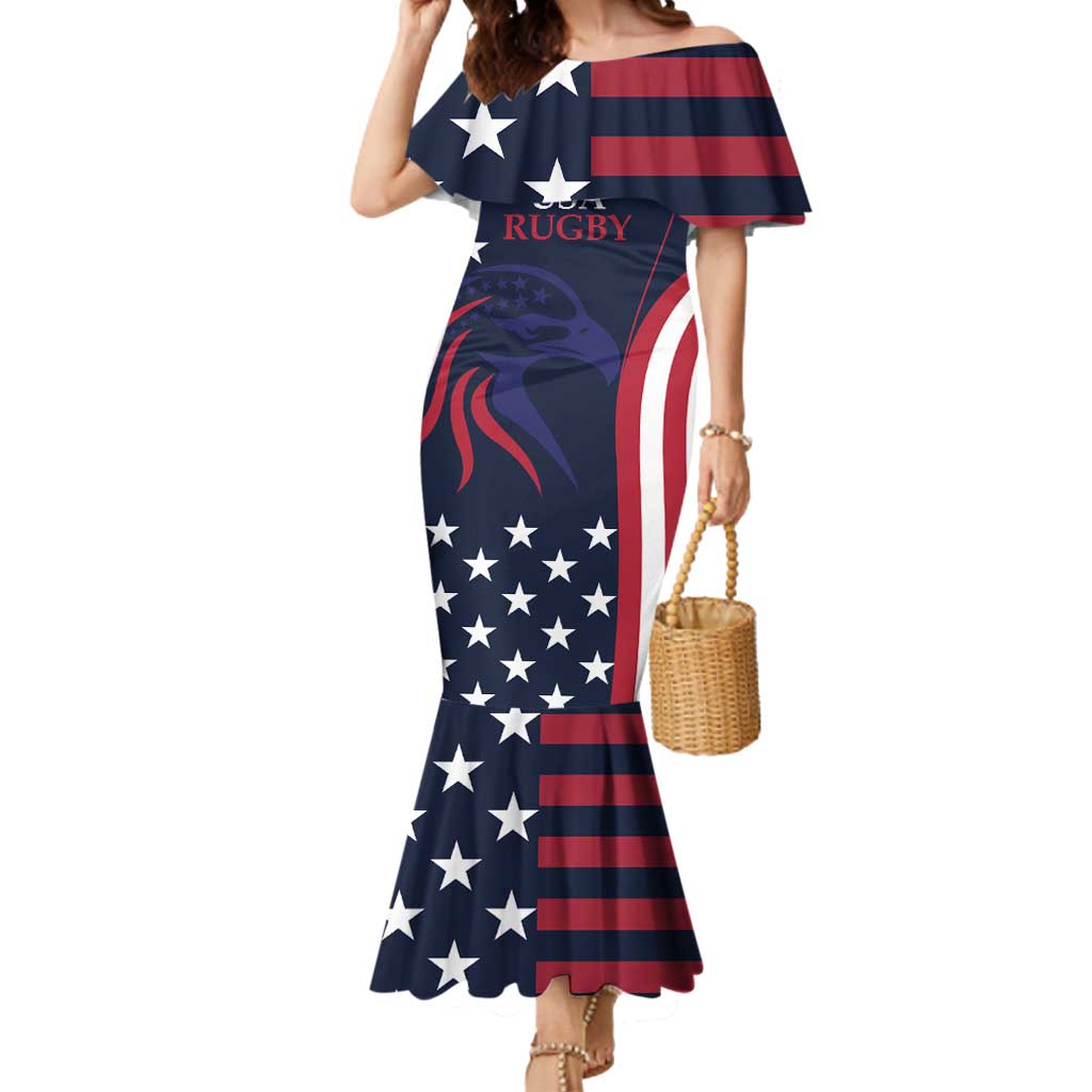 Custom USA Rugby Mermaid Dress The Eagles Summer Paris 2024 - Wonder Print Shop