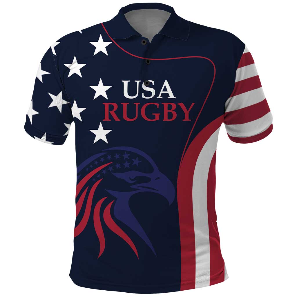 Custom USA Rugby Polo Shirt The Eagles Summer Paris 2024