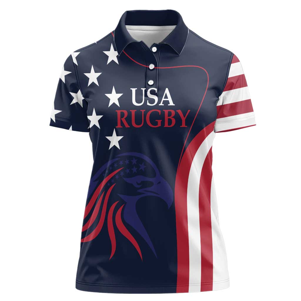 Custom USA Rugby Women Polo Shirt The Eagles Summer Paris 2024