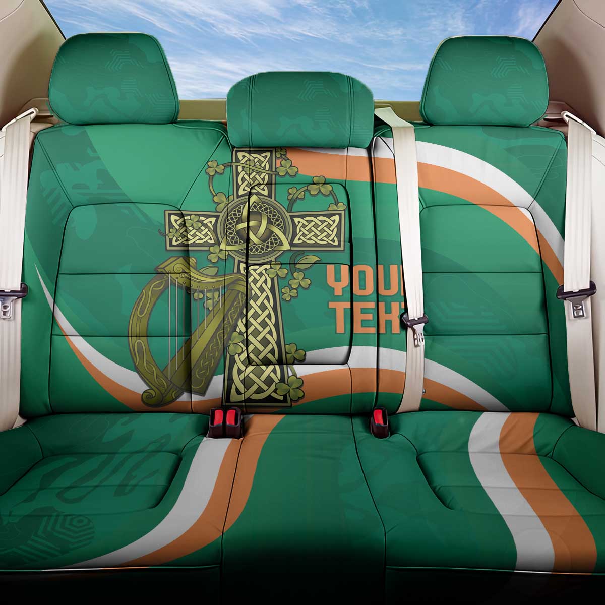 Custom Ireland Rugby Back Car Seat Cover Green Celtic Knot Summer Paris 2024 LT9 - Wonder Print Shop