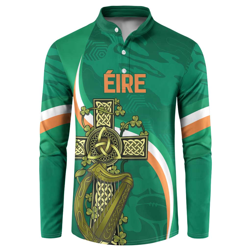 Custom Ireland Rugby Button Sweatshirt Green Celtic Knot Summer Paris 2024 LT9 - Wonder Print Shop