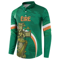 Green rugby button sweatshirt with Celtic knot graphic