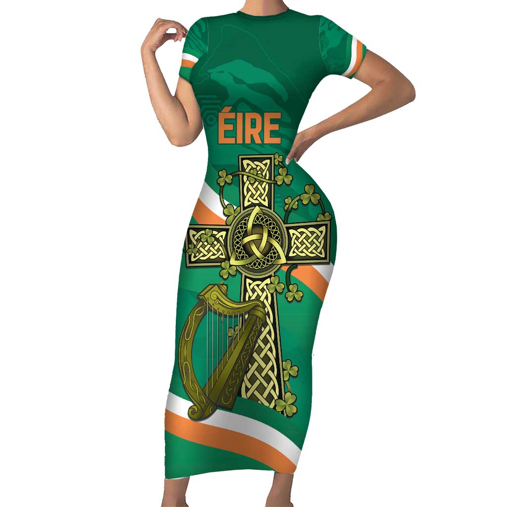 Custom Ireland Rugby Short Sleeve Bodycon Dress Green Celtic Knot Summer Paris 2024