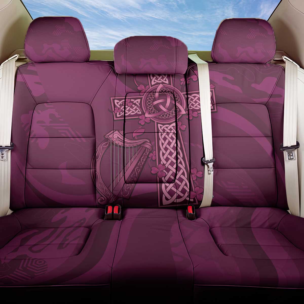 Ireland Rugby Back Car Seat Cover Maroon Celtic Knot Summer Paris 2024 LT9 - Wonder Print Shop