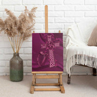 Maroon canvas wall art with Celtic knot cross design and rugby harp illustration