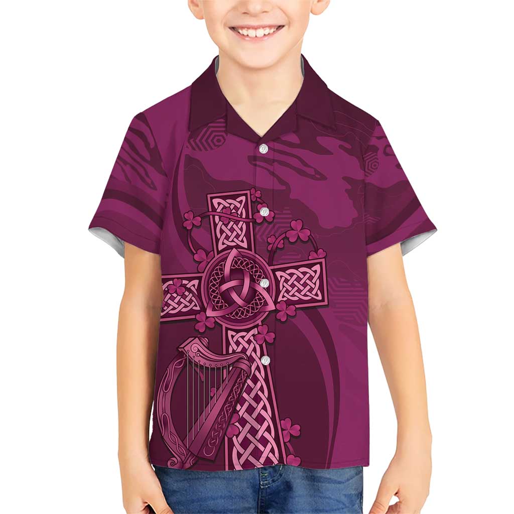 Ireland Rugby Kid Hawaiian Shirt Maroon Celtic Knot Summer Paris 2024 - Wonder Print Shop