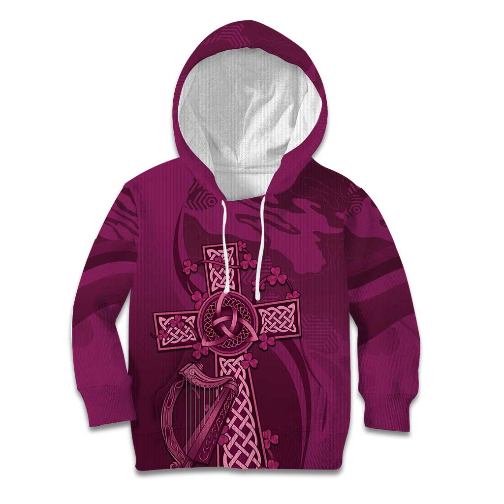 Ireland Rugby Kid Hoodie Maroon Celtic Knot Summer Paris 2024 - Wonder Print Shop