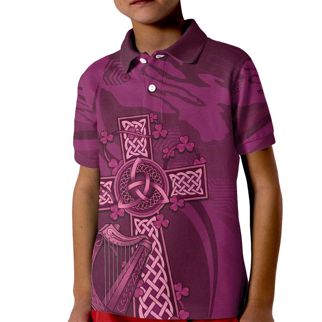 Ireland Rugby Kid Polo Shirt Maroon Celtic Knot Summer Paris 2024 - Wonder Print Shop