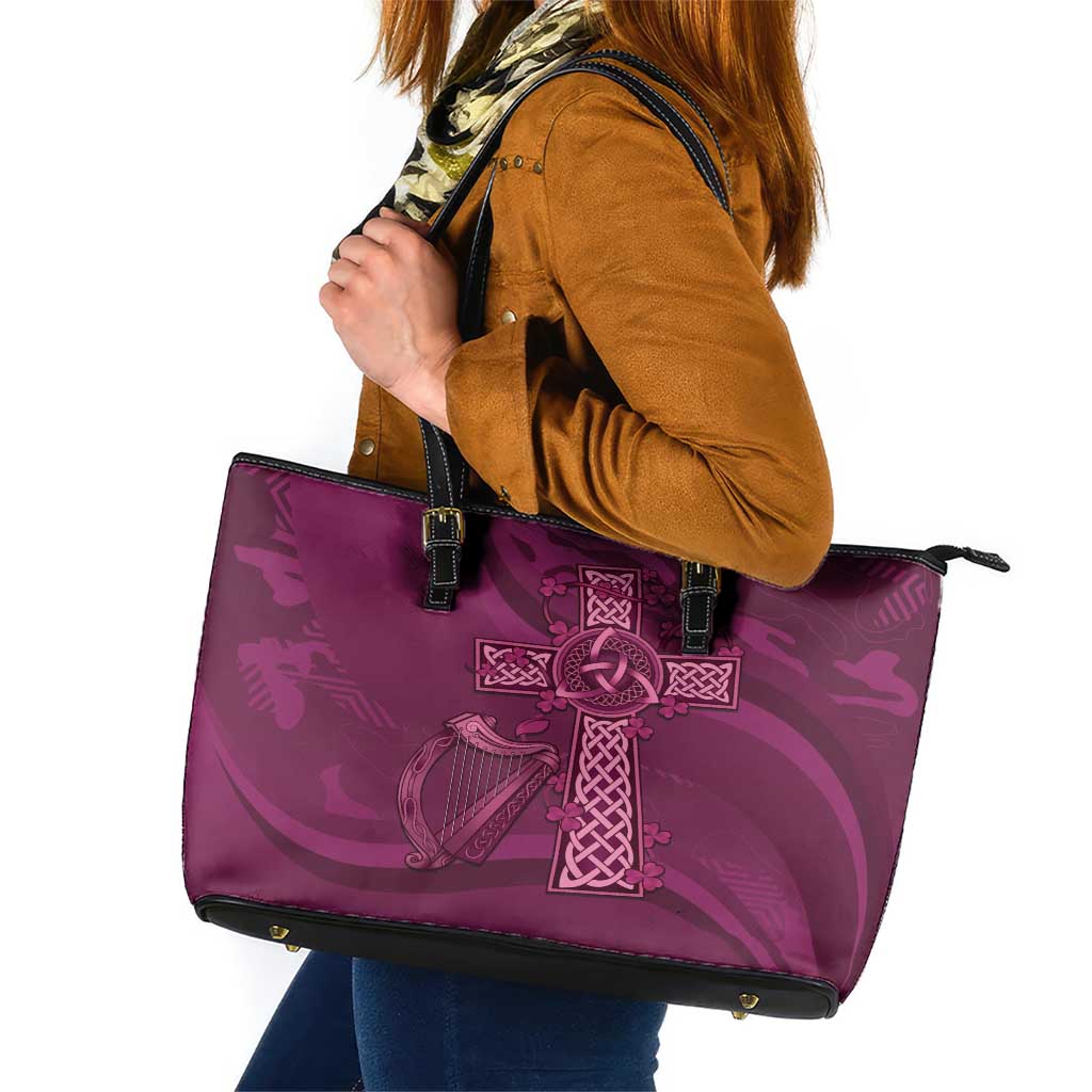 Ireland Rugby Leather Tote Bag Maroon Celtic Knot Summer Paris 2024 - Wonder Print Shop