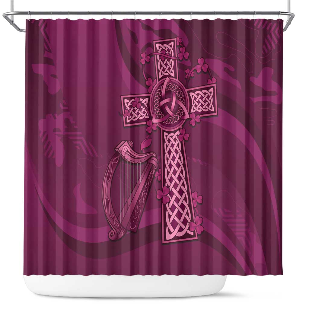 Ireland Rugby Shower Curtain Maroon Celtic Knot Summer Paris 2024