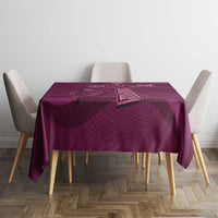 Maroon Celtic knot tablecloth on small table with centered square motif