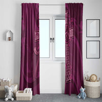Maroon window curtain panels with Celtic knot harp and clover pattern