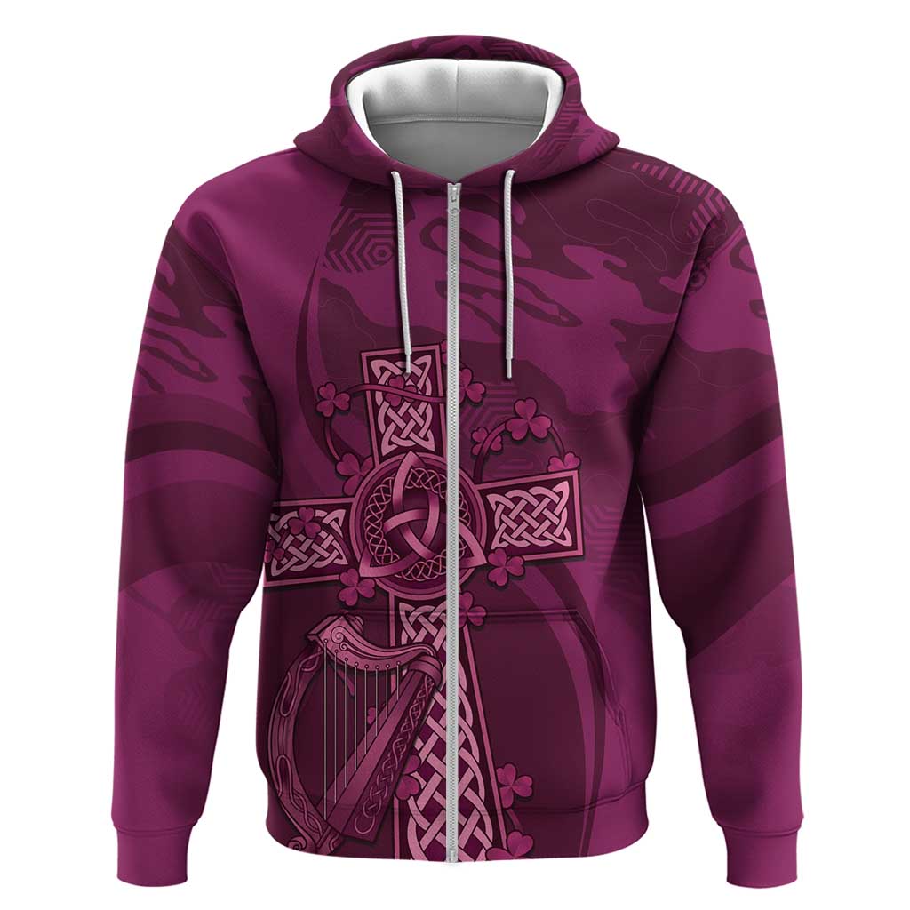 Ireland Rugby Zip Hoodie Maroon Celtic Knot Summer Paris 2024