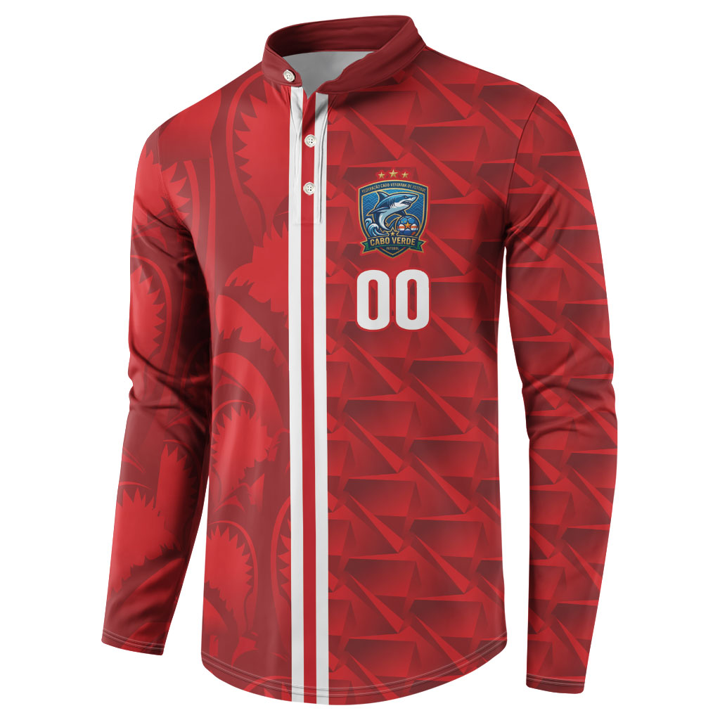Cabo Verde Kopa di Mundu Custom Button Sweatshirt Atlantic Waves Red Edition