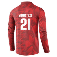 Cabo Verde Kopa di Mundu Custom Button Sweatshirt Atlantic Waves Red Edition