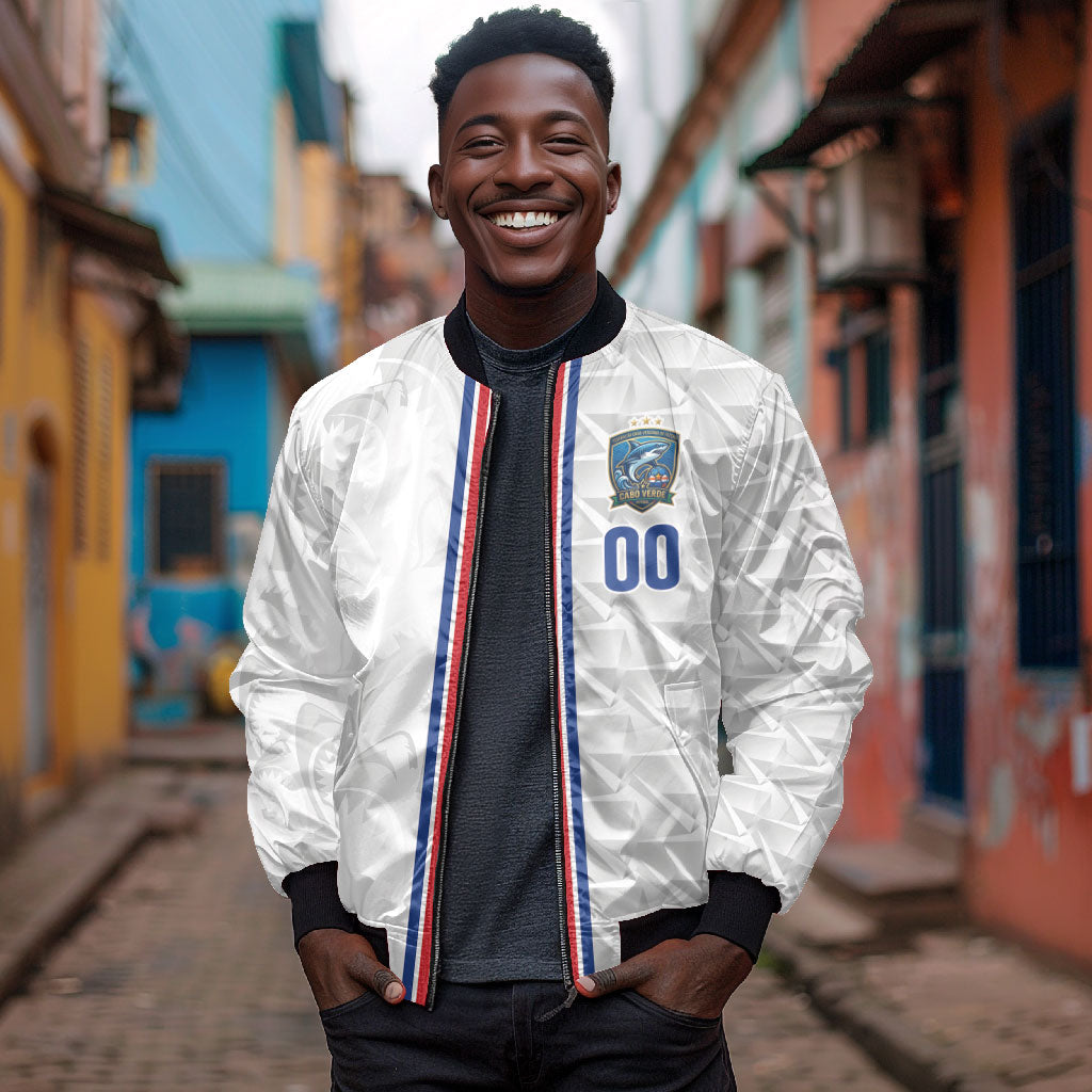 Cabo Verde Kopa di Mundu Custom Bomber Jacket Atlantic Waves White Edition