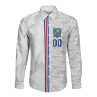 Cabo Verde Kopa di Mundu Custom Long Sleeve Button Shirt Atlantic Waves White Edition