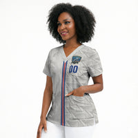 Cabo Verde Kopa di Mundu Custom Scrub Top Atlantic Waves White Edition