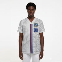 Cabo Verde Kopa di Mundu Custom Scrub Top Atlantic Waves White Edition