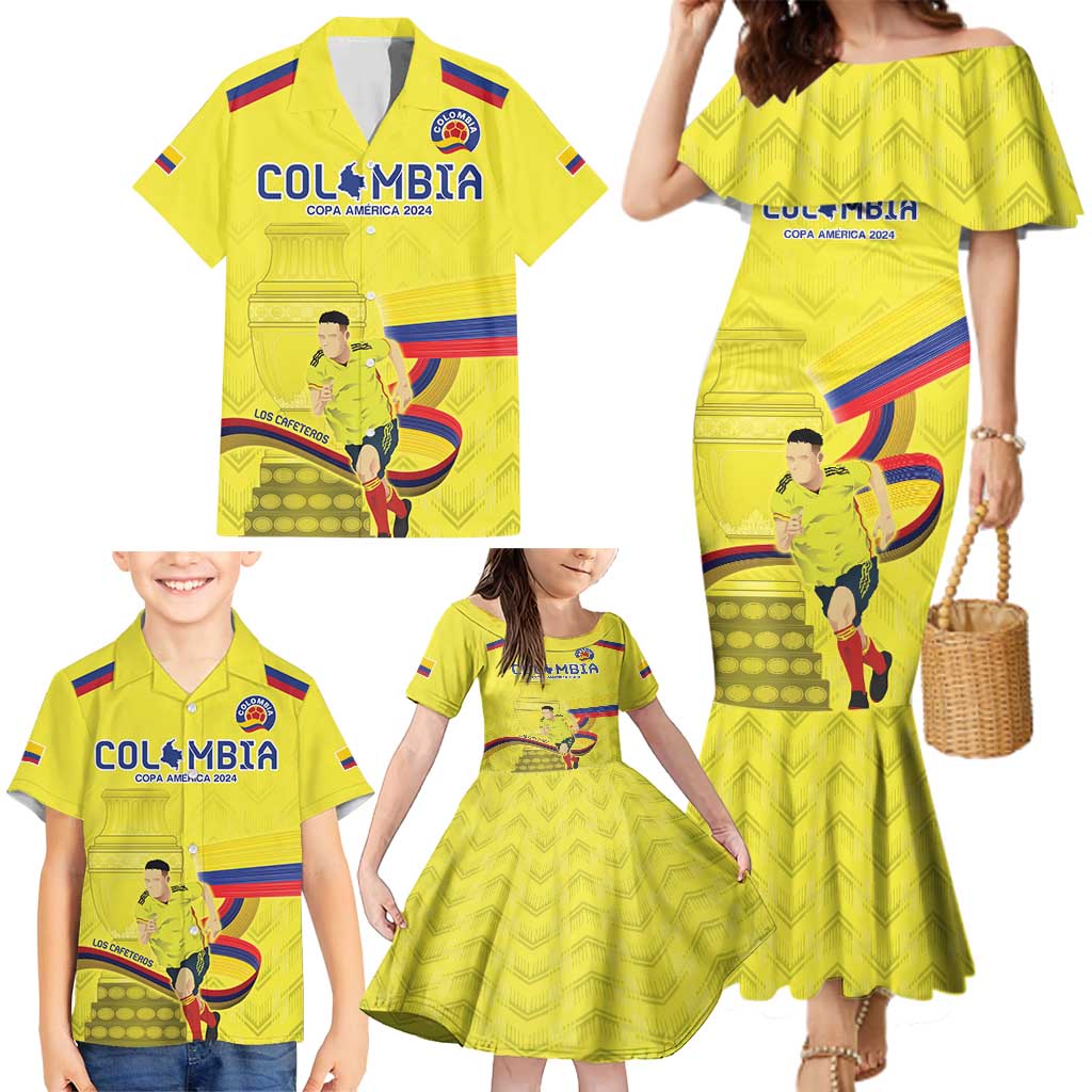 Colombia Champion Football Custom Family Matching Mermaid Dress and Hawaiian Shirt Proud To Be Los Cafeteros LT9 - Wonder Print Shop