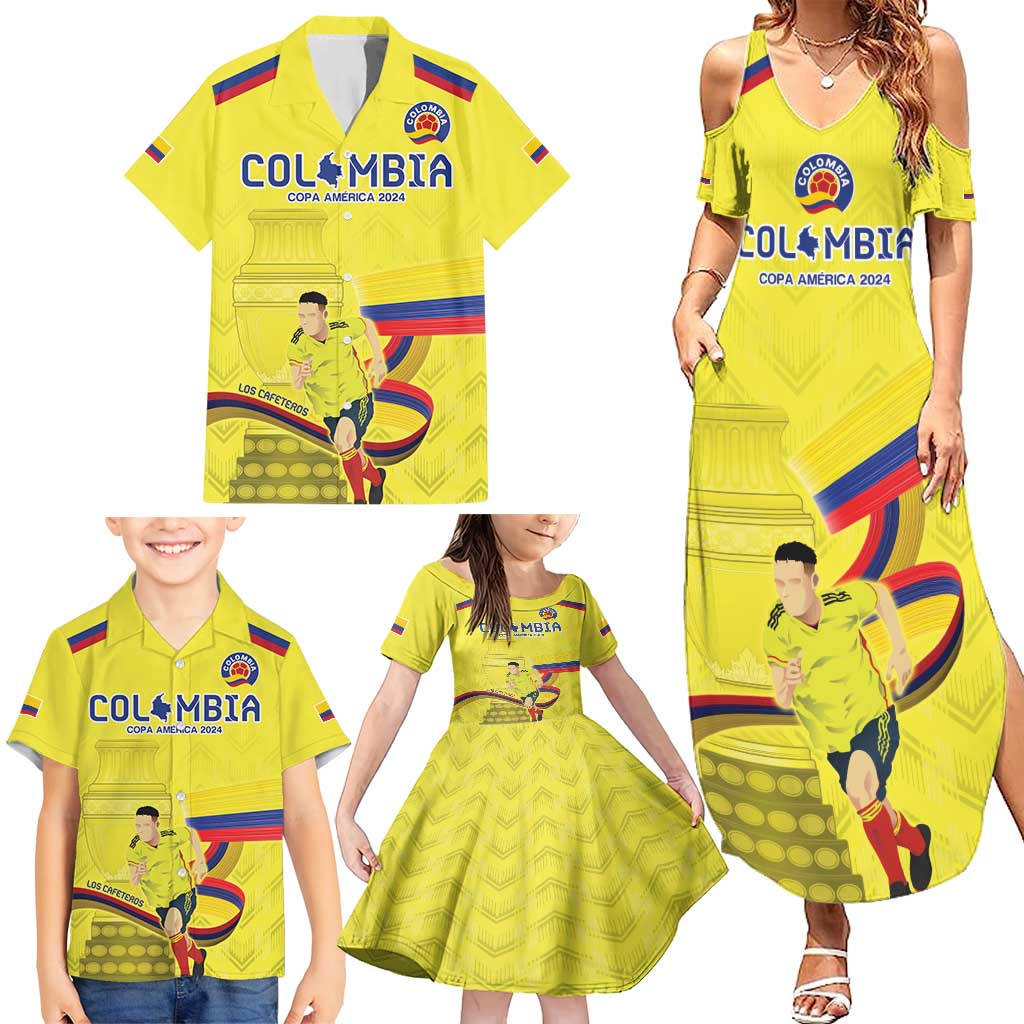 Colombia Champion Football Custom Family Matching Summer Maxi Dress and Hawaiian Shirt Proud To Be Los Cafeteros - Wonder Print Shop