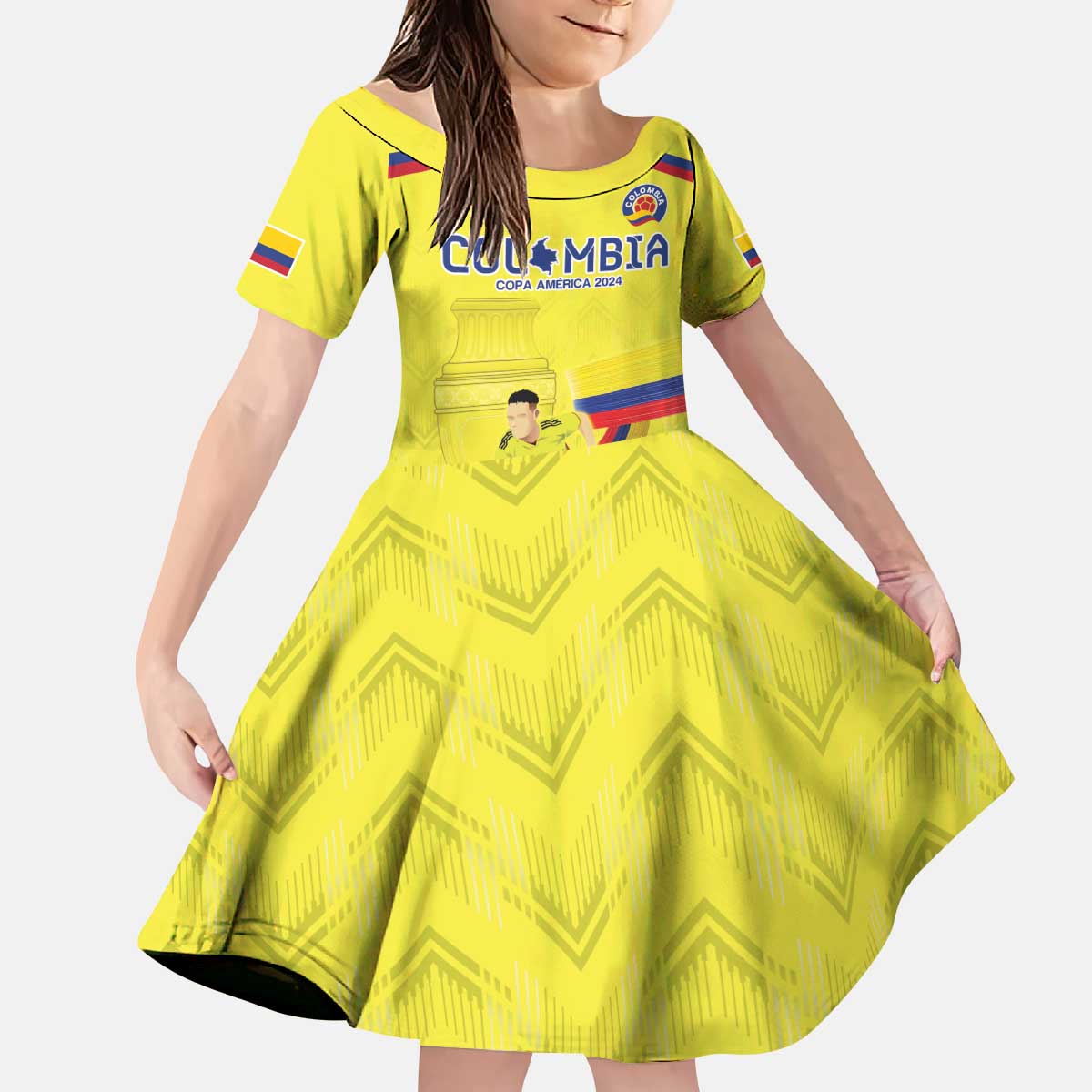 Colombia Champion Football Custom Kid Short Sleeve Dress Proud To Be Los Cafeteros - Wonder Print Shop