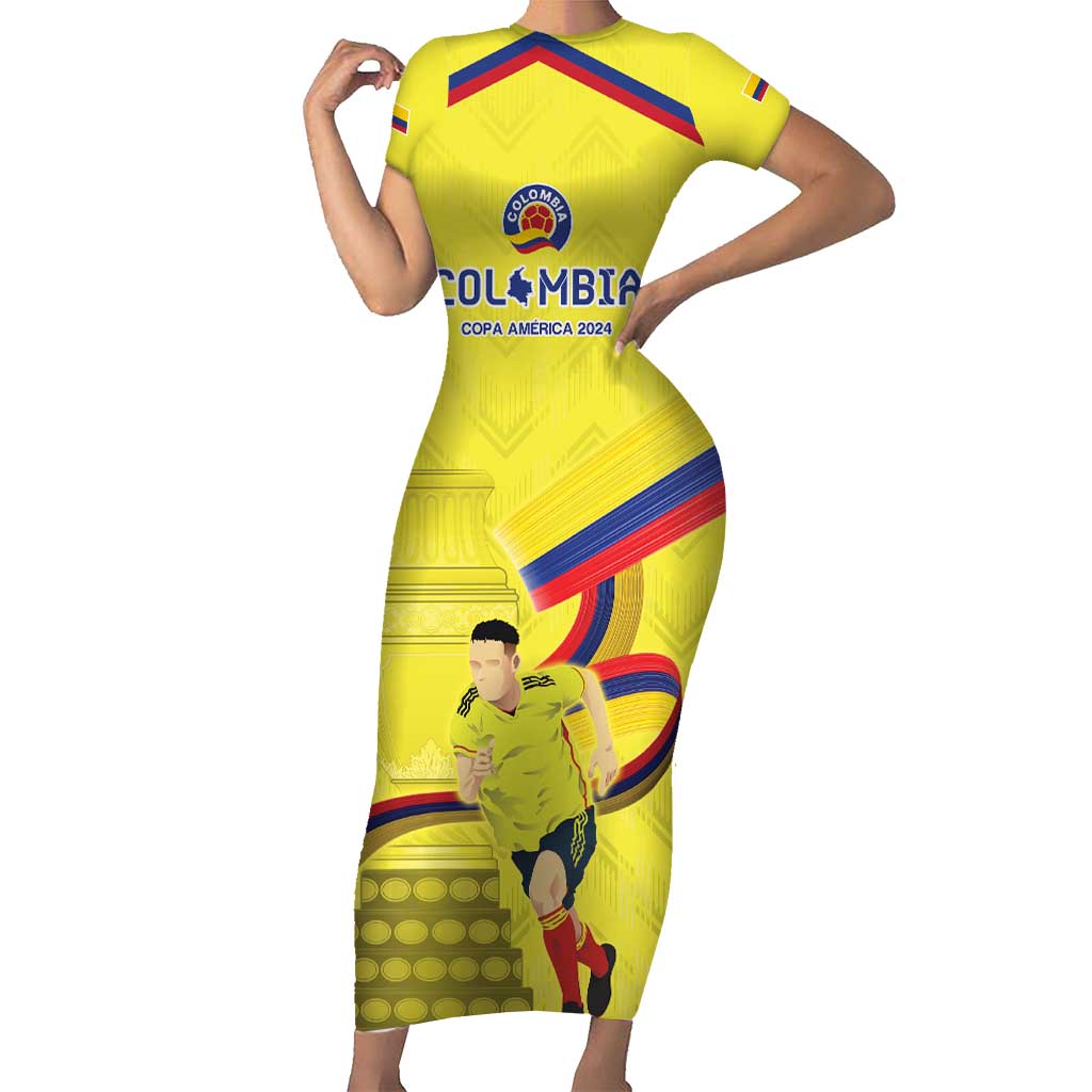 Colombia Champion Football Custom Short Sleeve Bodycon Dress Proud To Be Los Cafeteros - Wonder Print Shop