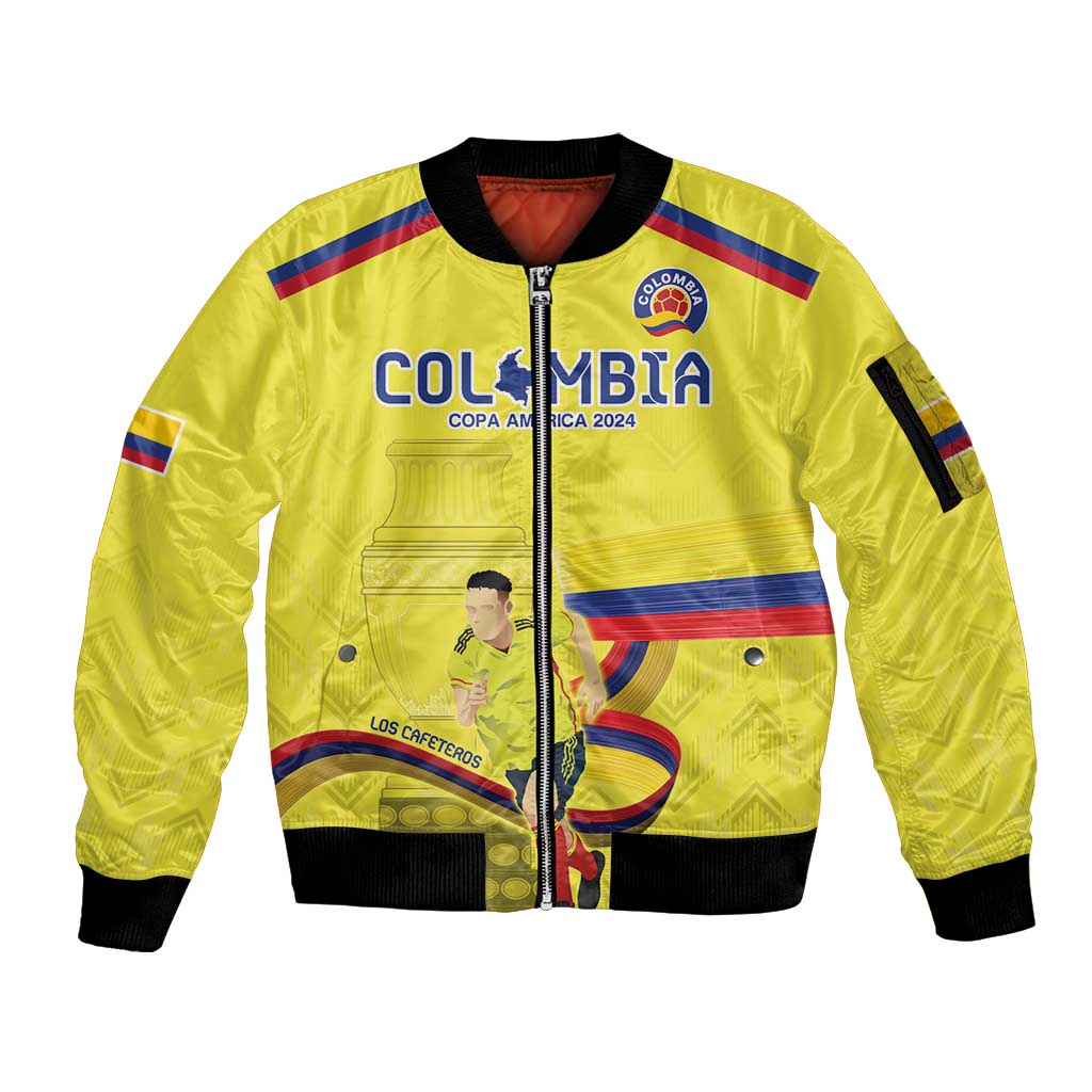 Colombia Champion Football Custom Sleeve Zip Bomber Jacket Proud To Be Los Cafeteros - Wonder Print Shop