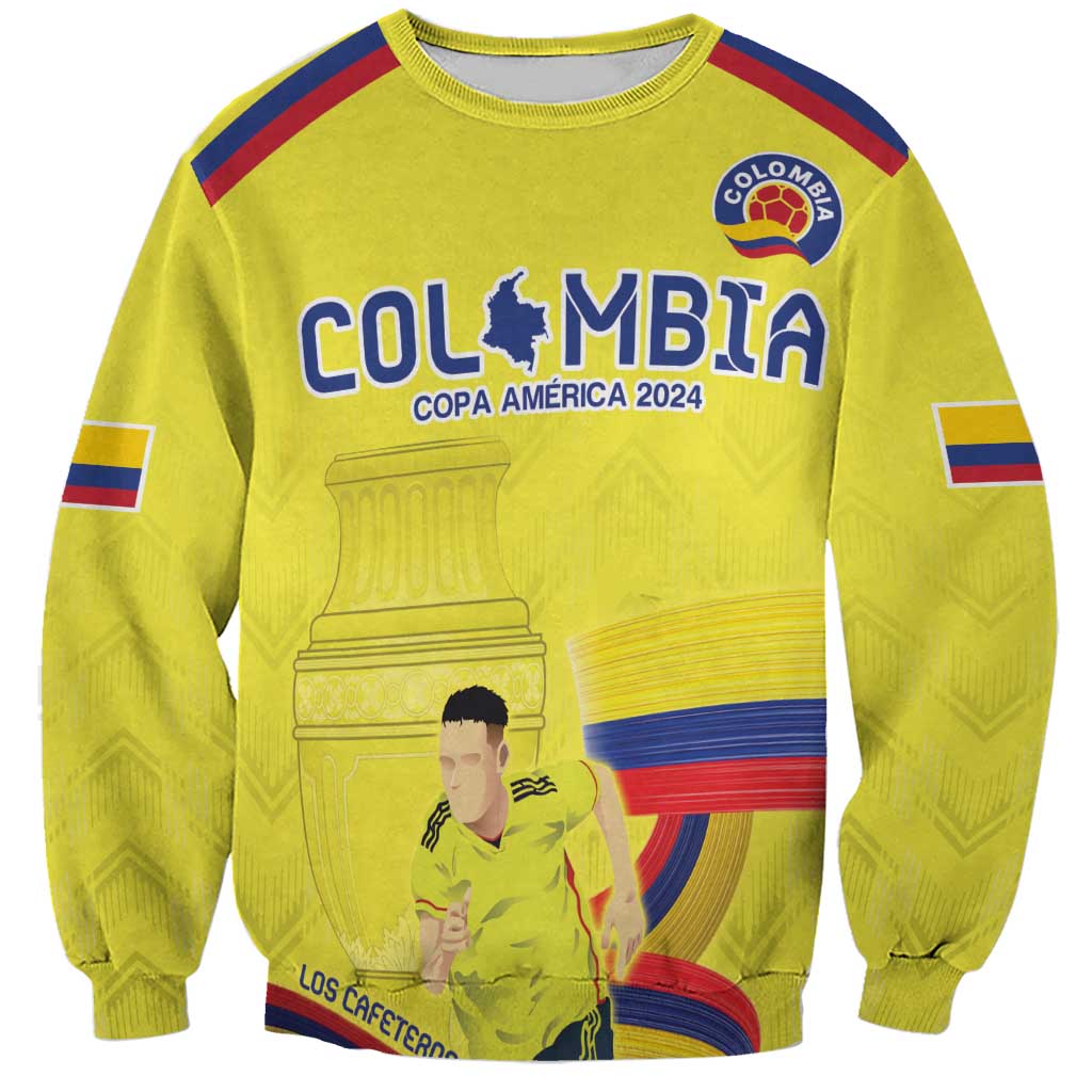 Unisex yellow Colombia football custom sweatshirt with crest and graphic on front