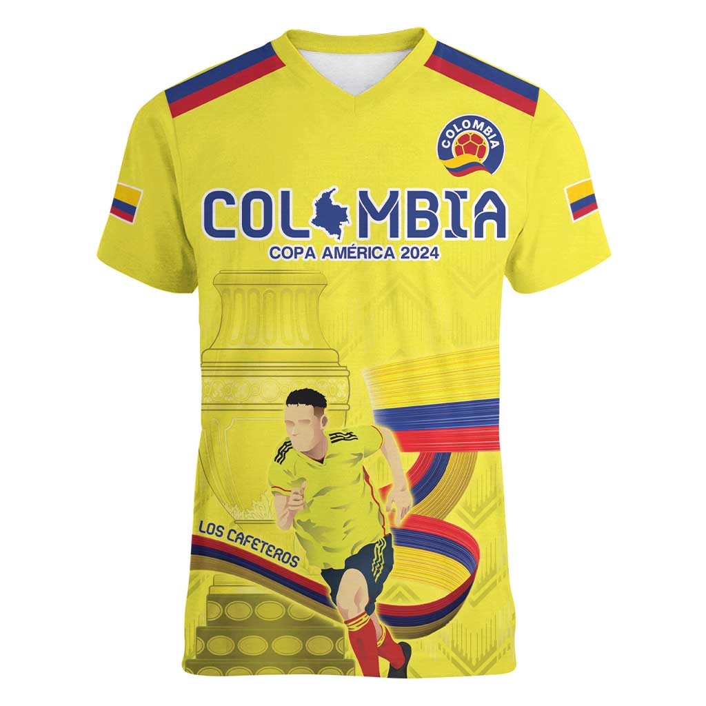 Colombia Champion Football Custom Women V-Neck T-Shirt Proud To Be Los Cafeteros - Wonder Print Shop