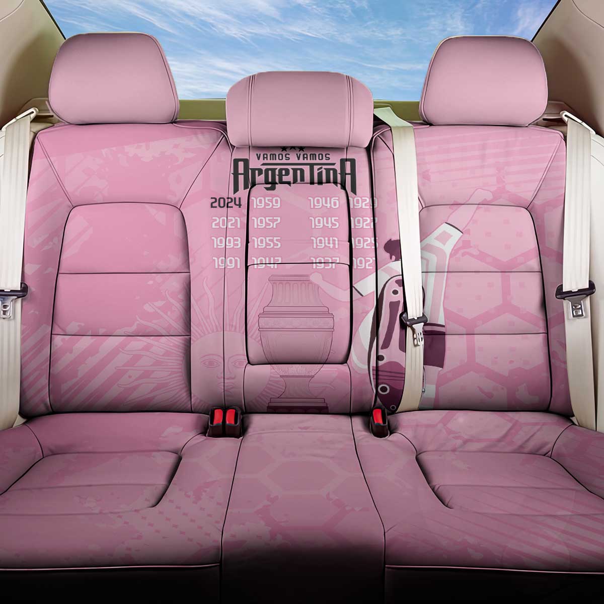 Argentina Football Back Car Seat Cover Campeones De la Historia - Pink Style LT9 - Wonder Print Shop