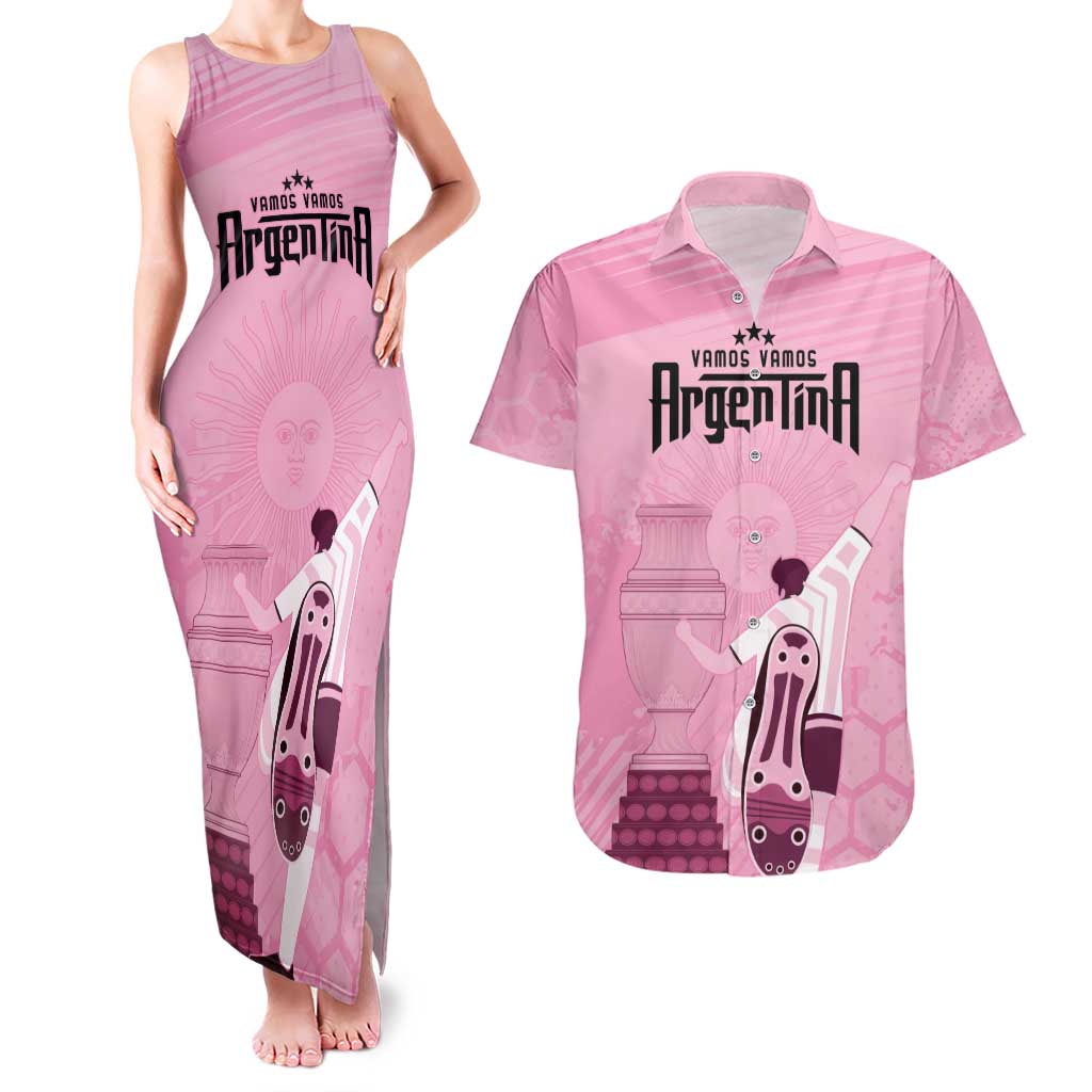 Argentina Football Couples Matching Tank Maxi Dress and Hawaiian Shirt Campeones De la Historia - Pink Style LT9 - Wonder Print Shop