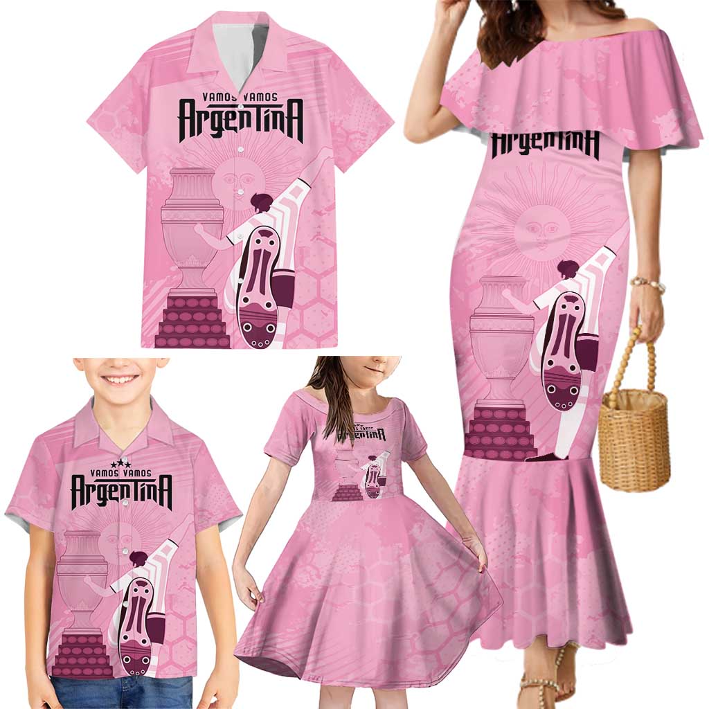 Argentina Football Family Matching Mermaid Dress and Hawaiian Shirt Campeones De la Historia - Pink Style LT9 - Wonder Print Shop