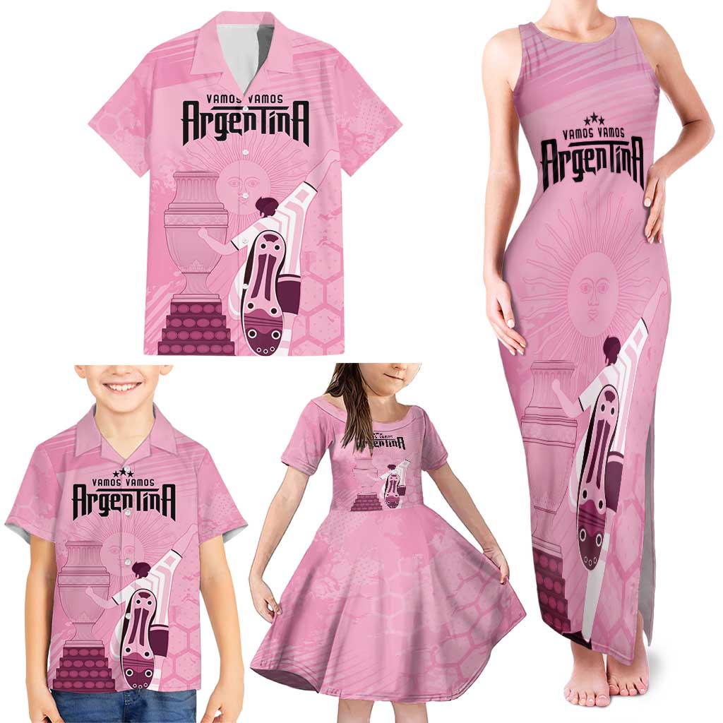 Argentina Football Family Matching Tank Maxi Dress and Hawaiian Shirt Campeones De la Historia - Pink Style - Wonder Print Shop