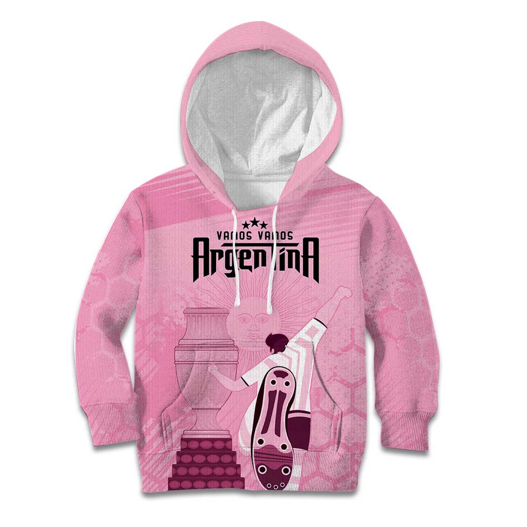 Argentina Football Kid Hoodie Campeones De la Historia - Pink Style - Wonder Print Shop