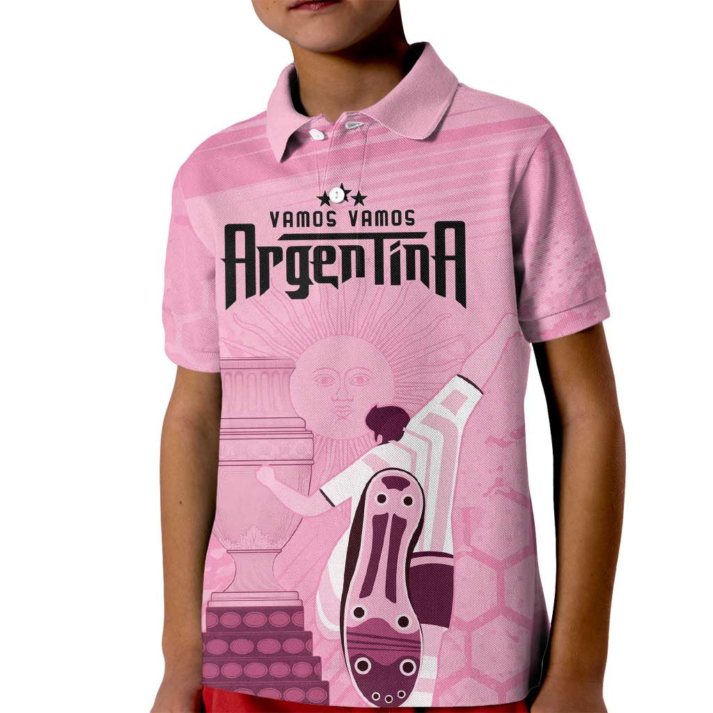 Argentina Football Kid Polo Shirt Campeones De la Historia - Pink Style - Wonder Print Shop