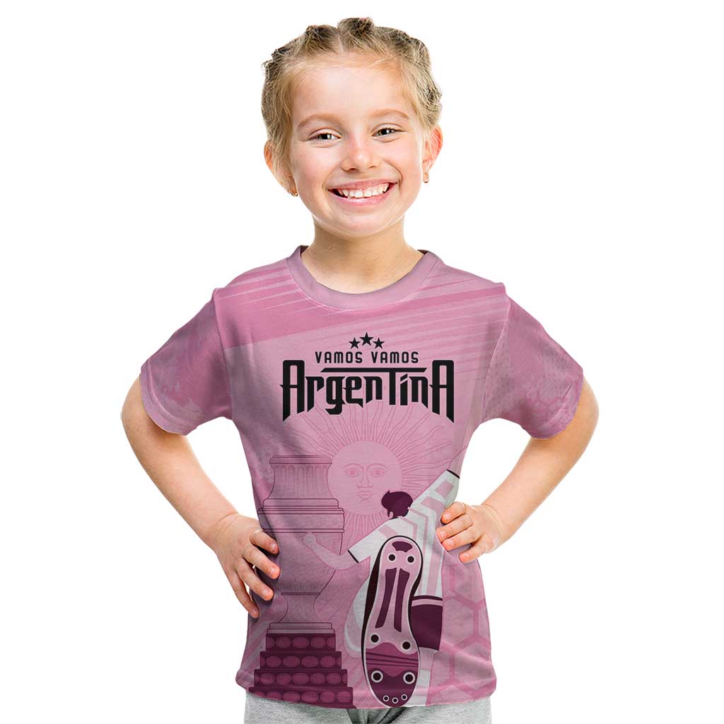 Argentina Football Kid T Shirt Campeones De la Historia - Pink Style - Wonder Print Shop