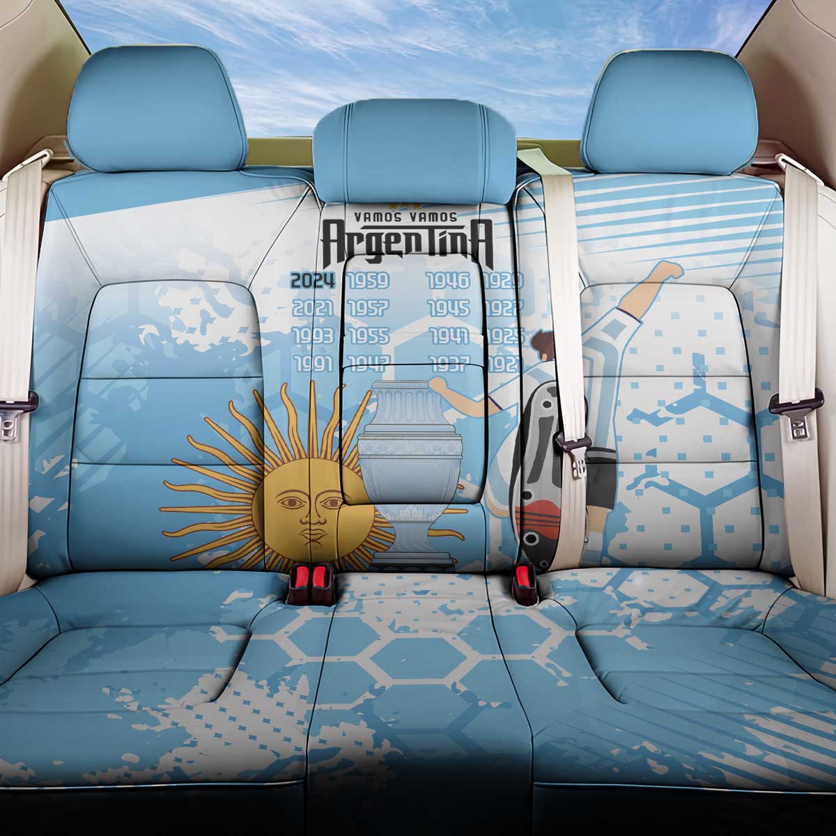 Argentina Football Back Car Seat Cover Campeones De la Historia - Blue Style LT9 - Wonder Print Shop