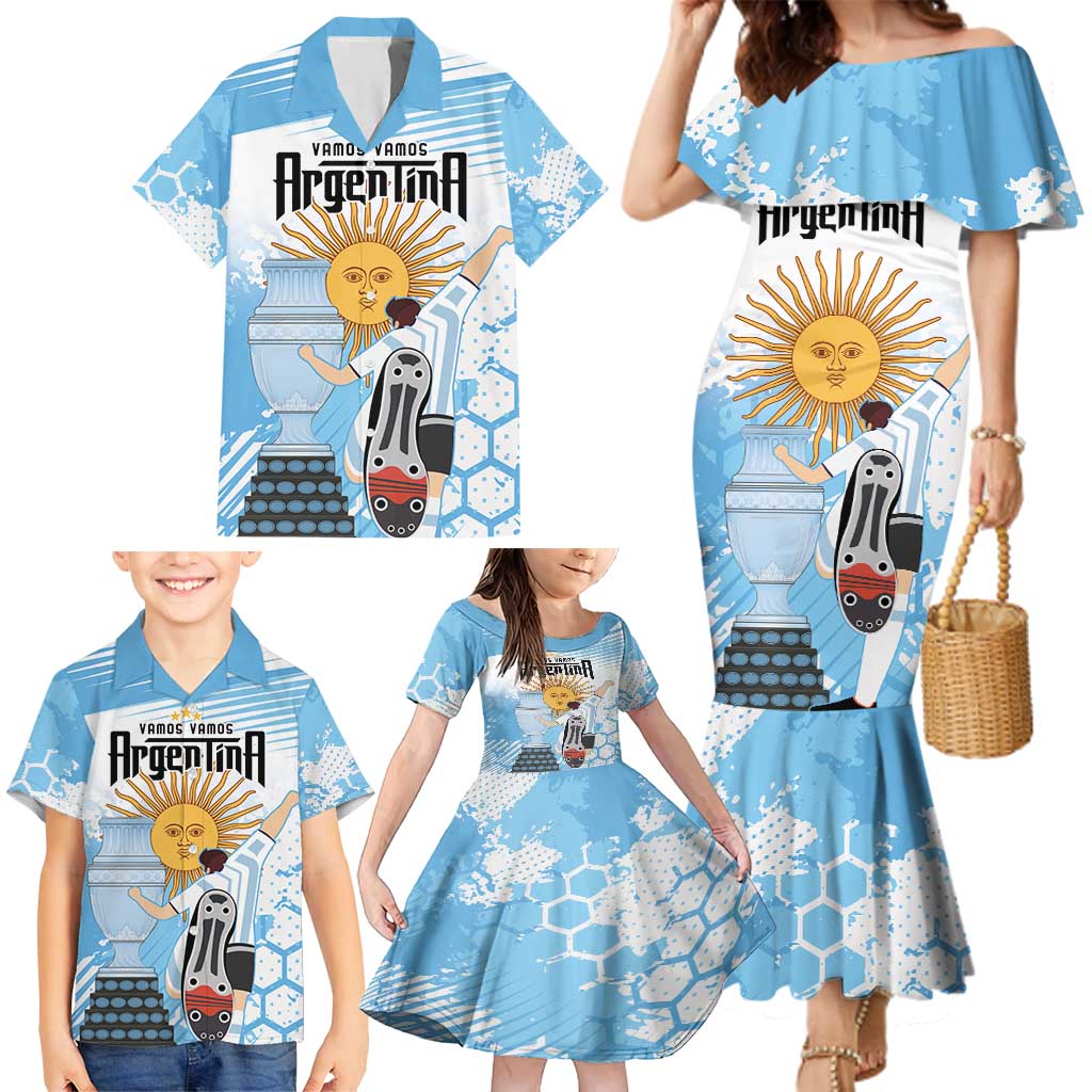 Argentina Football Family Matching Mermaid Dress and Hawaiian Shirt Campeones De la Historia - Blue Style LT9 - Wonder Print Shop