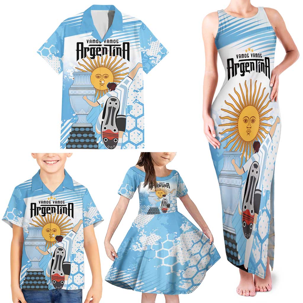 Argentina Football Family Matching Tank Maxi Dress and Hawaiian Shirt Campeones De la Historia - Blue Style - Wonder Print Shop