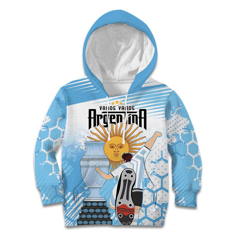 Argentina Football Kid Hoodie Campeones De la Historia - Blue Style - Wonder Print Shop