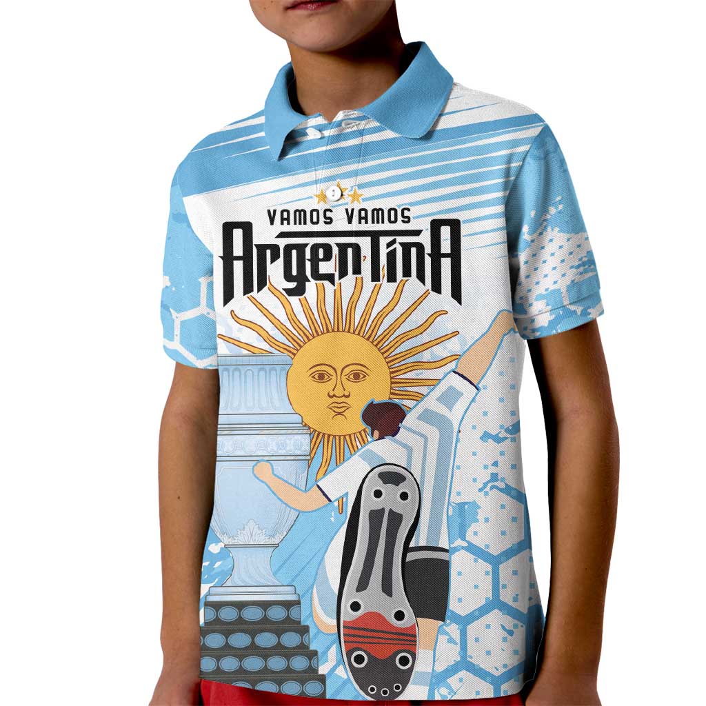 Argentina Football Kid Polo Shirt Campeones De la Historia - Blue Style - Wonder Print Shop