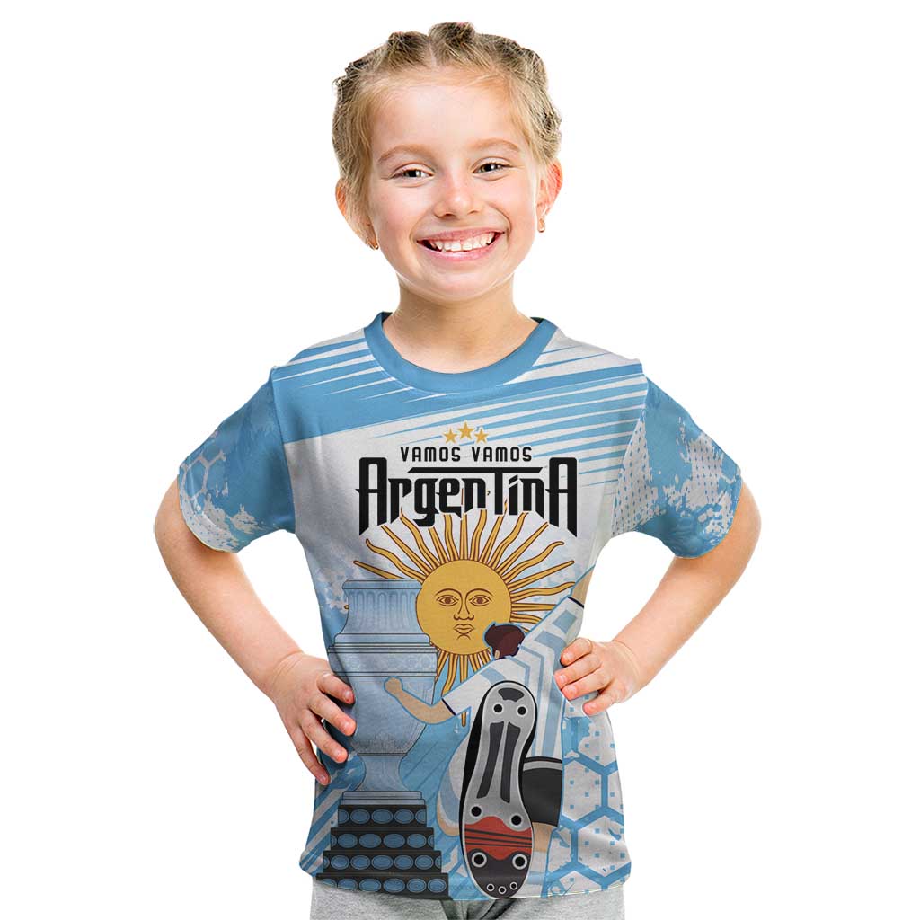 Argentina Football Kid T Shirt Campeones De la Historia - Blue Style - Wonder Print Shop