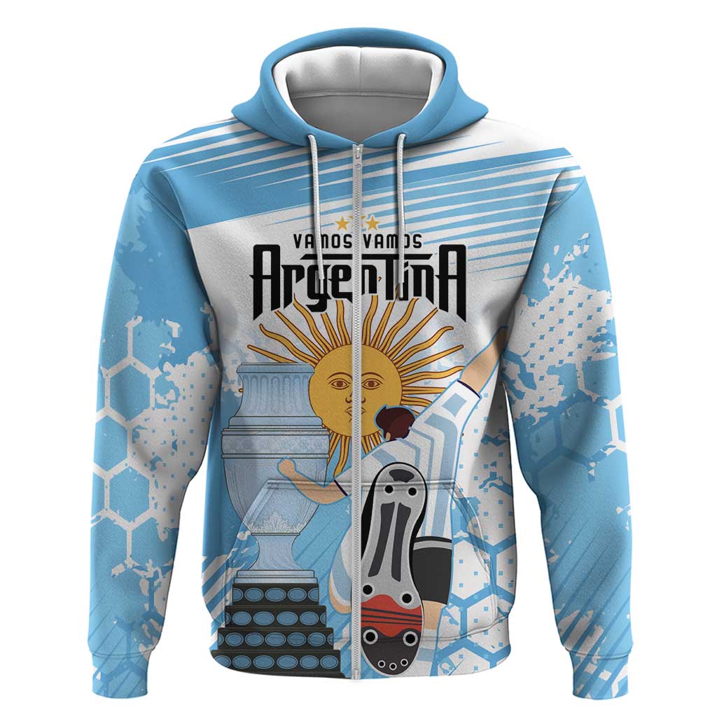 Argentina Football Zip Hoodie Campeones De la Historia - Blue Style - Wonder Print Shop