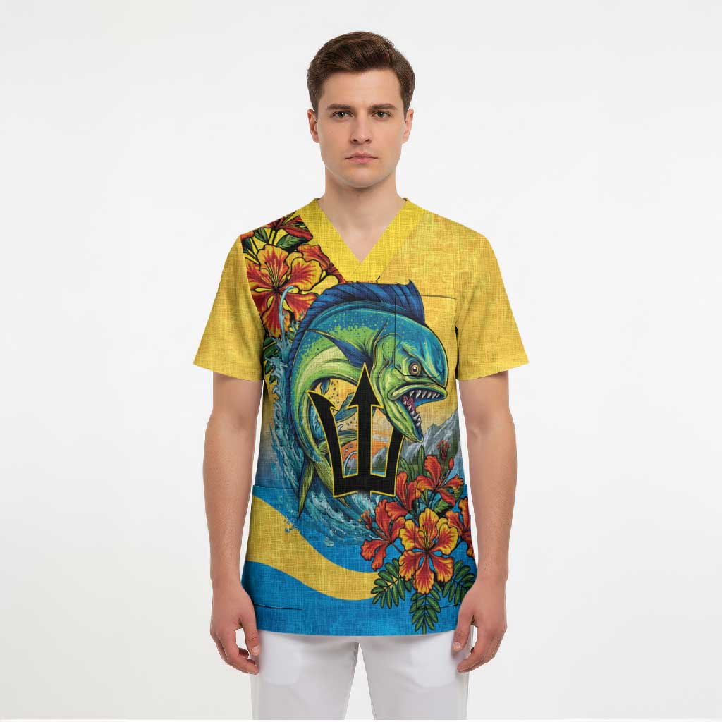 Black Barbadians Mahi-mahi Trident Scrub Top
