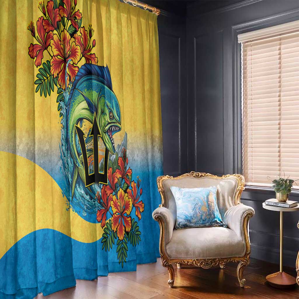 Barbados Mahi-mahi Trident Window Curtain - Wonder Print Shop