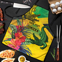 Personalized Jamaica Crocodile Apron Tropical Flowers Grunge Flag - Wonder Print Shop
