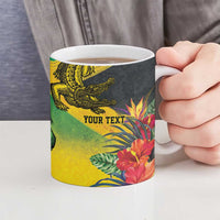 Personalized Jamaica Crocodile Ceramic Mug Tropical Flowers Grunge Flag - Wonder Print Shop